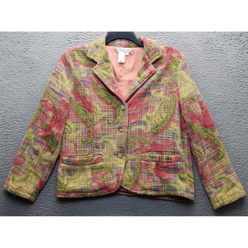 Coldwater Creek Blazer Jacket Womens 10P Multi Single Breasted Tapestry Button